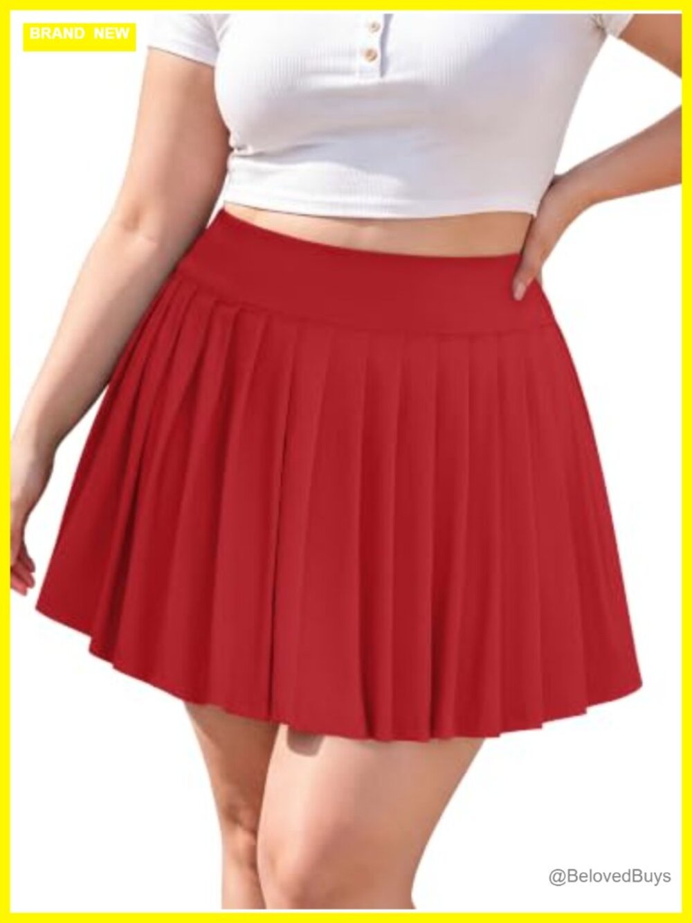 Plus Size Pleated Tennis Skirt Built-in Shorts Pockets Skort Active